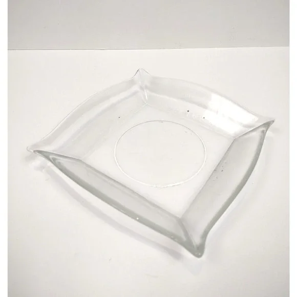 Vintage Clear Glass Pillar Candle Holder Plate Square 5.5" Beveled Edge - Picture 7 of 7